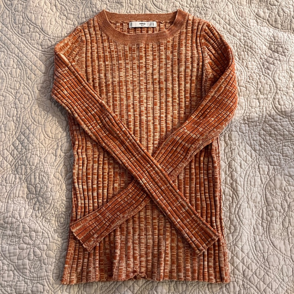 MNG SUIT- Rust Ribbed Knit Sweater